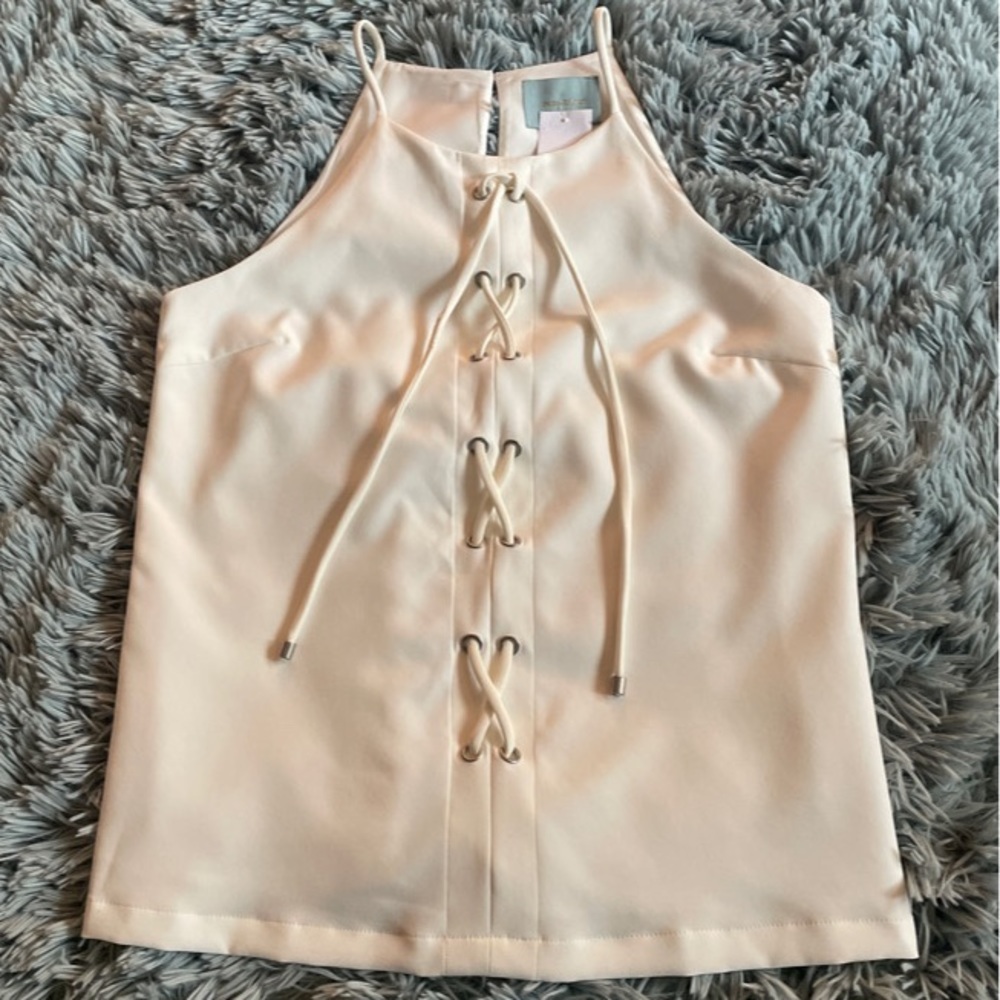 Grommet Lace Up Front Top
